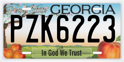 GA license plate PZK6223