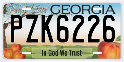 GA license plate PZK6226
