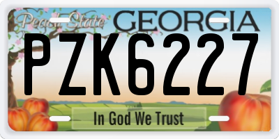 GA license plate PZK6227