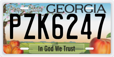 GA license plate PZK6247