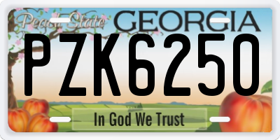 GA license plate PZK6250