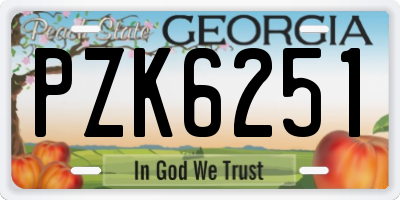 GA license plate PZK6251