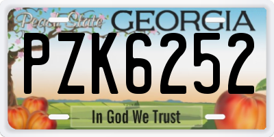 GA license plate PZK6252