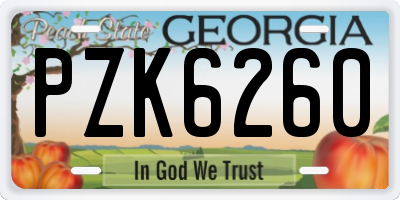 GA license plate PZK6260