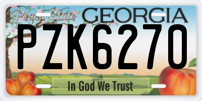 GA license plate PZK6270