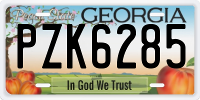 GA license plate PZK6285