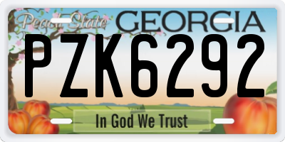 GA license plate PZK6292