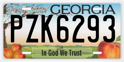 GA license plate PZK6293