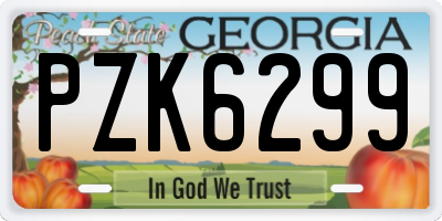 GA license plate PZK6299
