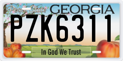 GA license plate PZK6311
