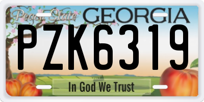 GA license plate PZK6319