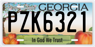 GA license plate PZK6321