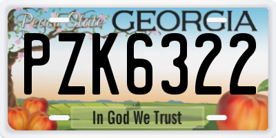 GA license plate PZK6322