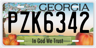 GA license plate PZK6342