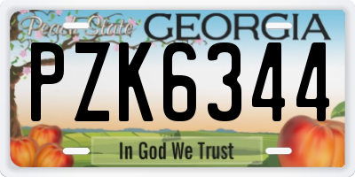 GA license plate PZK6344