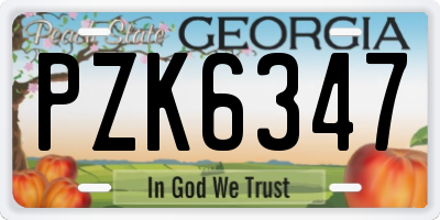 GA license plate PZK6347