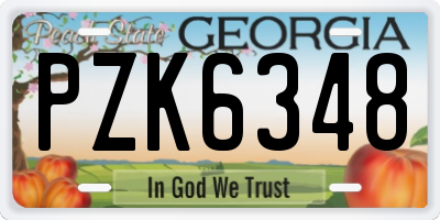 GA license plate PZK6348
