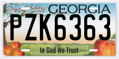 GA license plate PZK6363