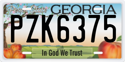GA license plate PZK6375