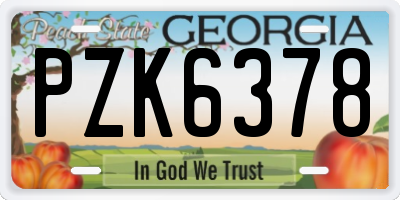GA license plate PZK6378