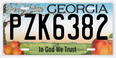 GA license plate PZK6382