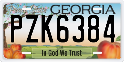 GA license plate PZK6384