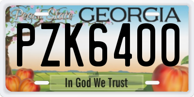 GA license plate PZK6400