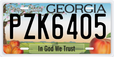 GA license plate PZK6405