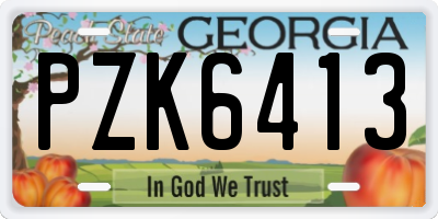 GA license plate PZK6413