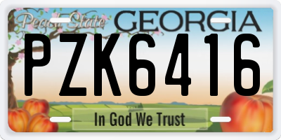 GA license plate PZK6416