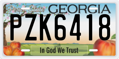 GA license plate PZK6418