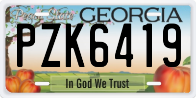GA license plate PZK6419