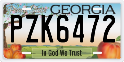 GA license plate PZK6472