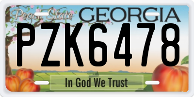 GA license plate PZK6478