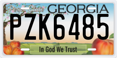GA license plate PZK6485