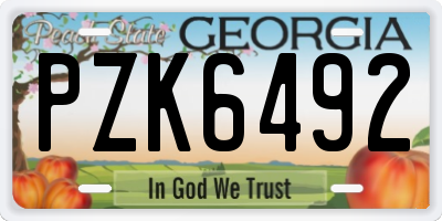 GA license plate PZK6492