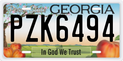 GA license plate PZK6494
