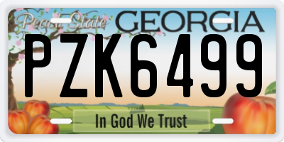 GA license plate PZK6499