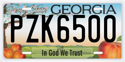 GA license plate PZK6500