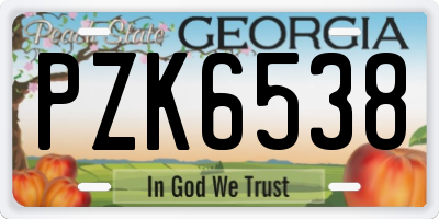 GA license plate PZK6538