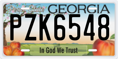 GA license plate PZK6548