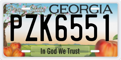 GA license plate PZK6551