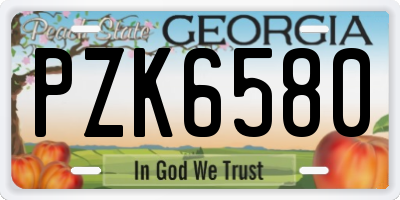 GA license plate PZK6580