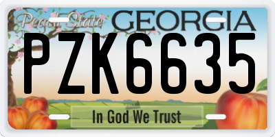 GA license plate PZK6635