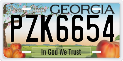 GA license plate PZK6654