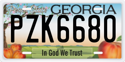 GA license plate PZK6680