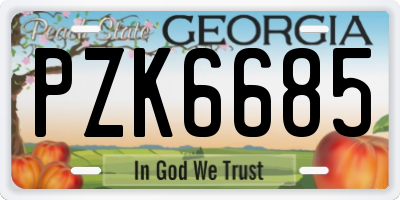 GA license plate PZK6685