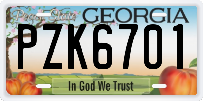 GA license plate PZK6701