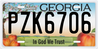 GA license plate PZK6706