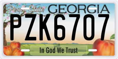 GA license plate PZK6707